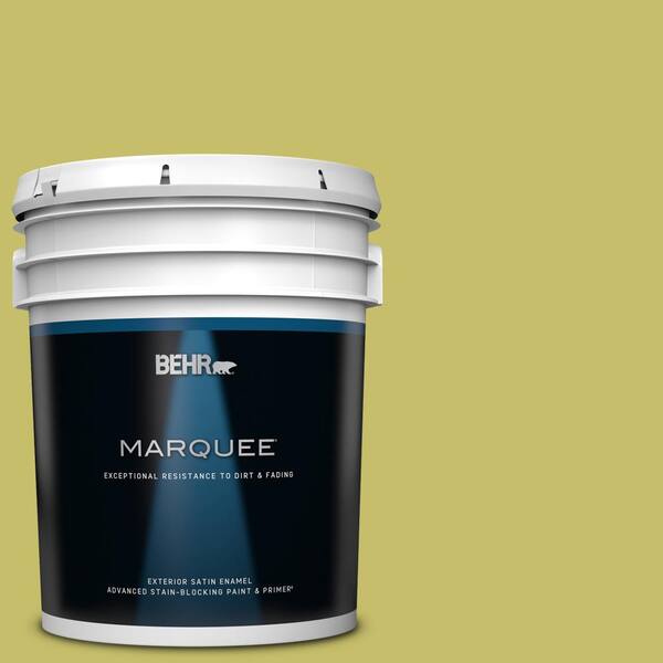 BEHR MARQUEE 5 gal. #P350-5 Go Go Lime Satin Enamel Exterior Paint & Primer