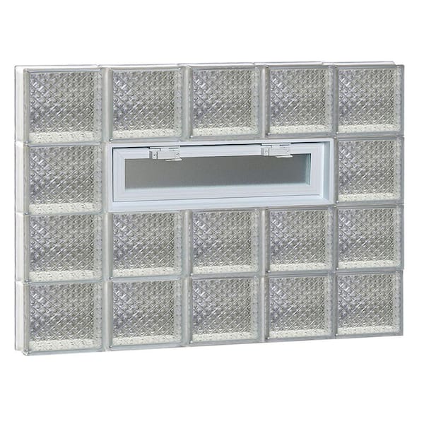 Clearly Secure 38.75 in. x 31 in. x 3.125 in. Frameless Diamond Pattern Vented Glass Block Window