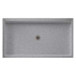 34 in. x 60 in. Solid Surface Single Threshold Center Drain Shower Pan in Gray Granite