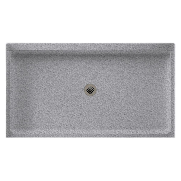 Swan 34 in. x 60 in. Solid Surface Single Threshold Center Drain Shower Pan in Gray Granite