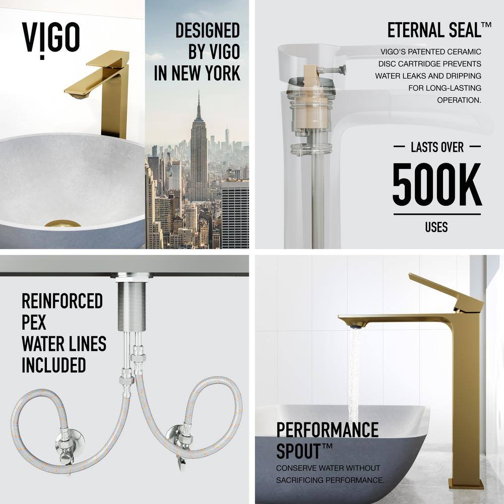 Dunn 11" Matte Brushed Gold Vessel Sink Faucet