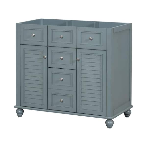 JimsMaison 36 in. W x 18 in. D x 33 in. H Bath Vanity Cabinet without Top in Grey Blue