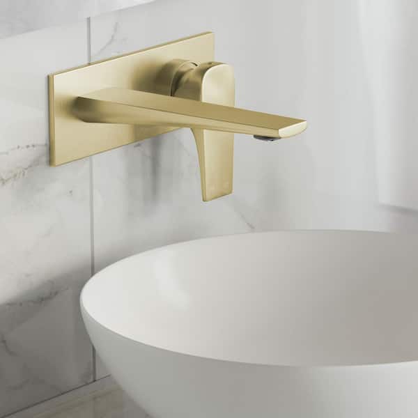 Swiss Madison Monaco Single-Handle Wall Mount Bathroom Faucet in Brushed Gold