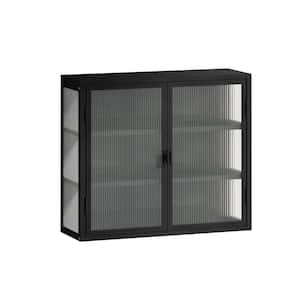 27.56 in. W x 9.06 in. D x 23.62 in. H Bathroom Storage Wall Cabinet, Kitchen Wall Cabinet in Black