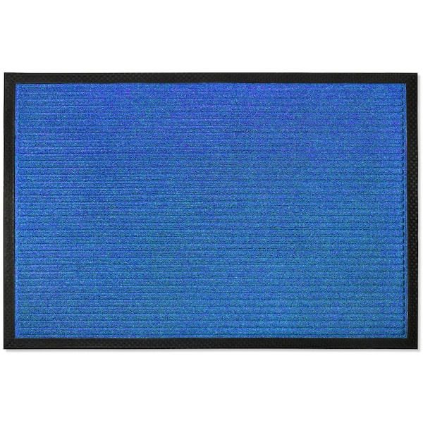 Indoor Outdoor Doormat Blue 24 in. x 36 in. Stripes Floor Mat