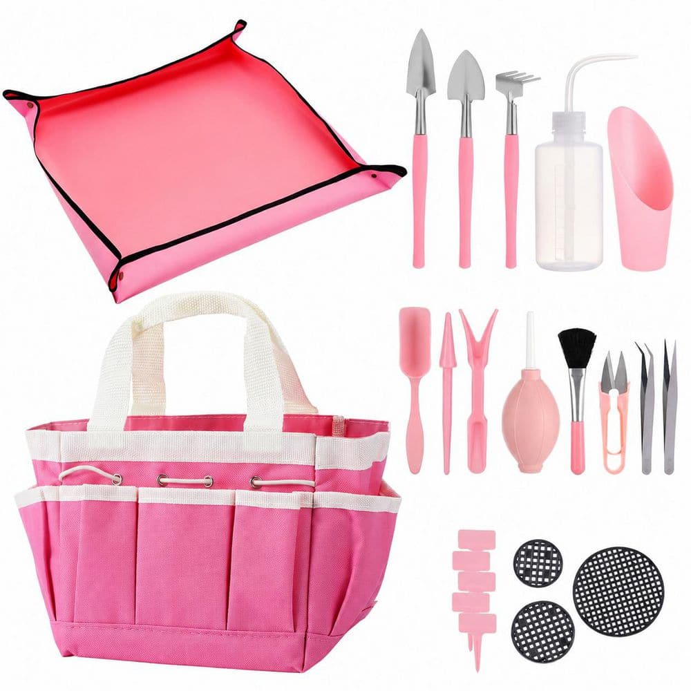 44-Piece Pink Garden Tool Set for Succulents, Bonsai Transplanting, Included Bag/Repotting Mat/Shovel/Labels price history on PriceWatchPro