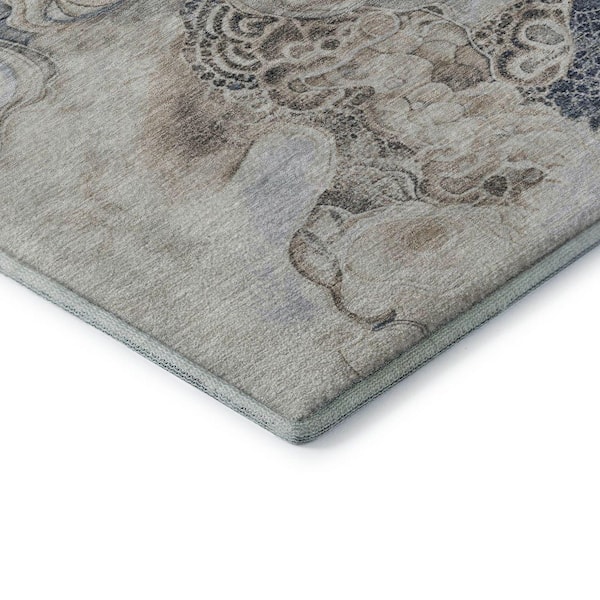 Mayfield Premium Machine Washable Abstract AMF1860 Gray 8 ft. x 10 ft. Area Rug