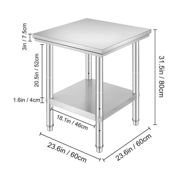 Stainless Steel Commercial Kitchen Prep Table 24 in. x 24 in.