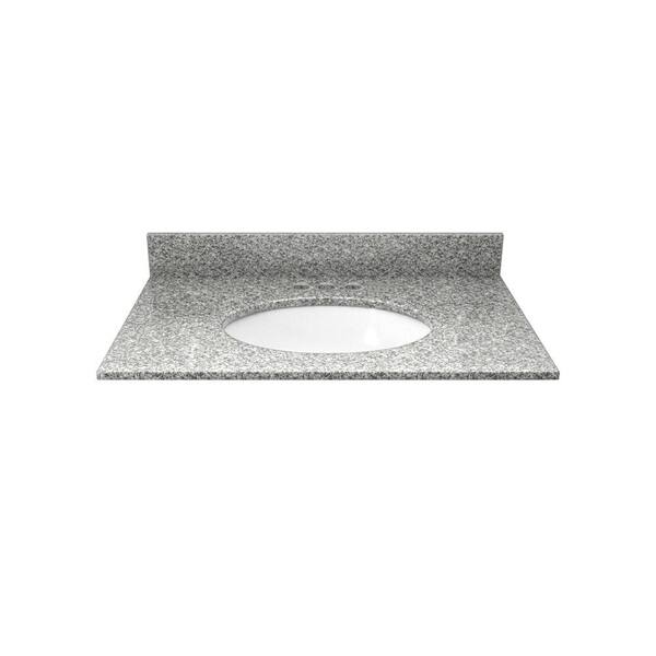 Solieque 25 in. Granite Vanity Top in Meteorite with White Basin