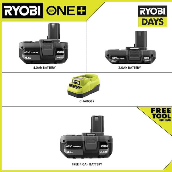 ONE+ 18V Starter Kit with (2) 4.0 Ah Lithium-Ion Batteries, (1) 2.0 Ah Lithium-Ion Battery, and Charger