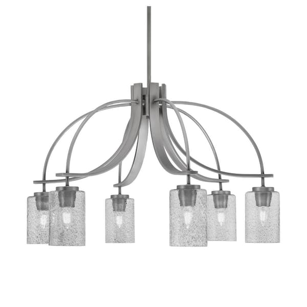 Unbranded Olympia 18 in. 6-Light Graphite Downlight Chandelier Smoke Bubble Glass Shade