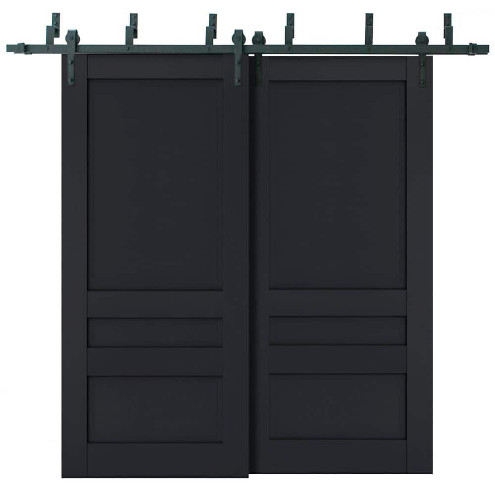 36 in. x 84 in. 2 Panel Antracite Solid Wood Sliding Barn Door with Hardware Kit price history on PriceWatchPro
