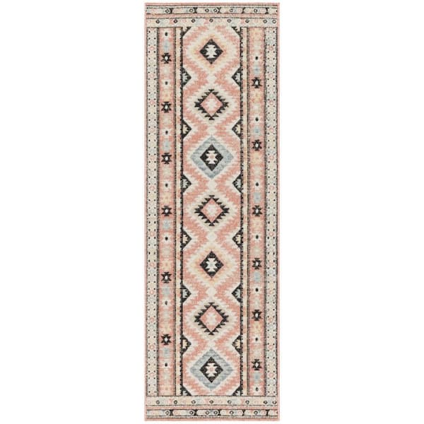 Nourison Washable Decor Ivory Multicolor 2 ft. x 6 ft. Center medallion Contemporary Runner Area Rug