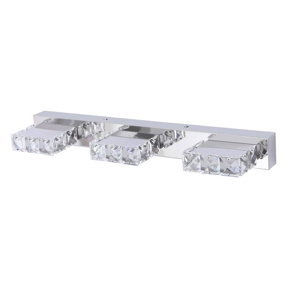 18.11 in. 3-Light Square Silver Modern Bathroom Over Mirror Light LED Vanity Light (Cool White) price history on PriceWatchPro