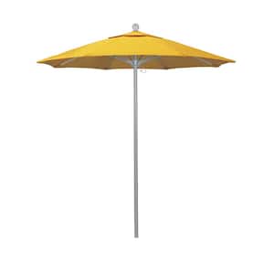 7.5 ft. Gray Woodgrain Aluminum Commercial Market Patio Umbrella Fiberglass Ribs and Push Lift in Lemon Olefin