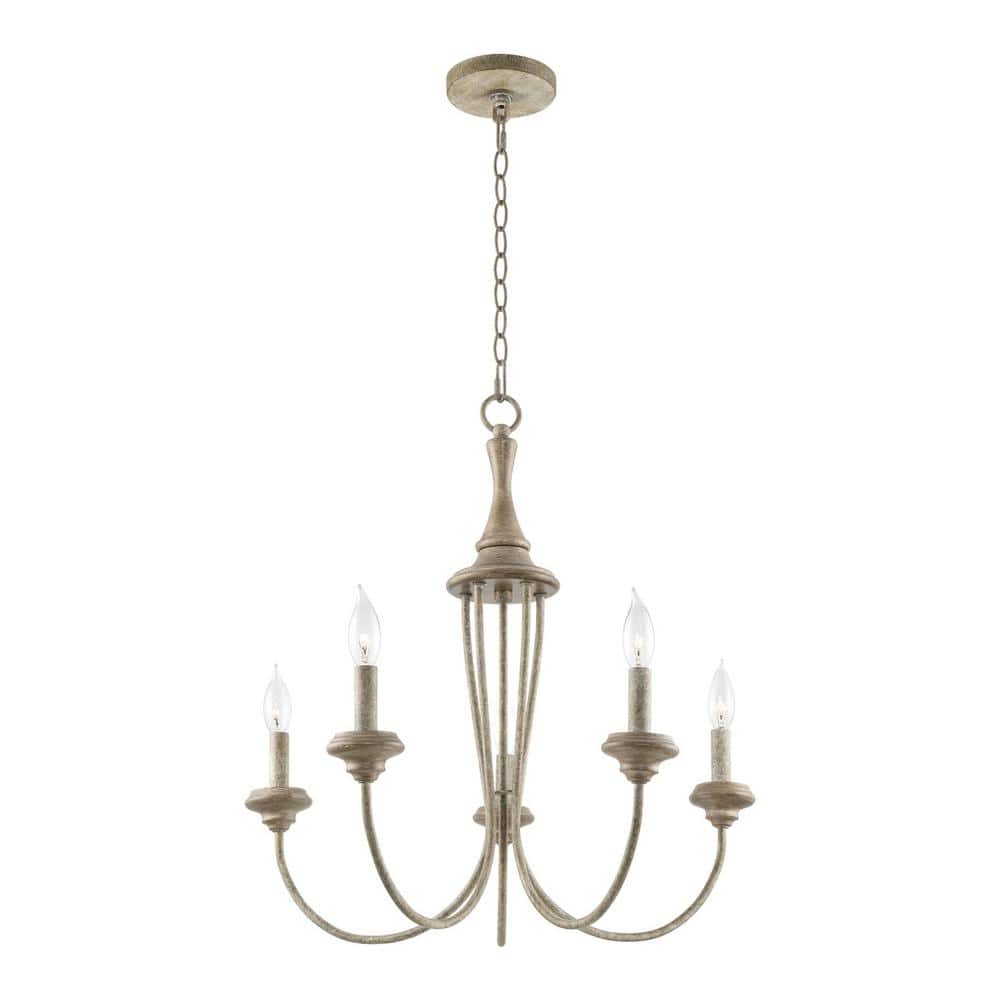 Lotus 24" Rustic Metal and Smoked Cedar French Country Chandelier