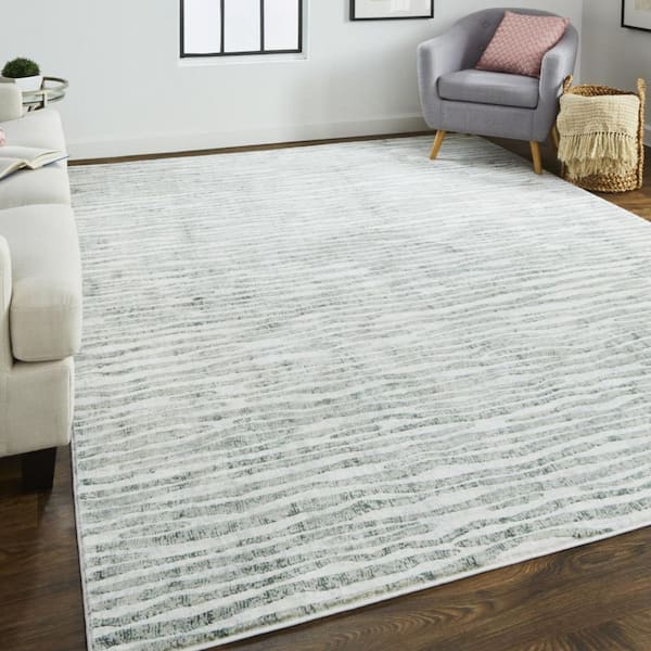 5 ft. x 8 ft. Gray, Ivory Striped Area Rug