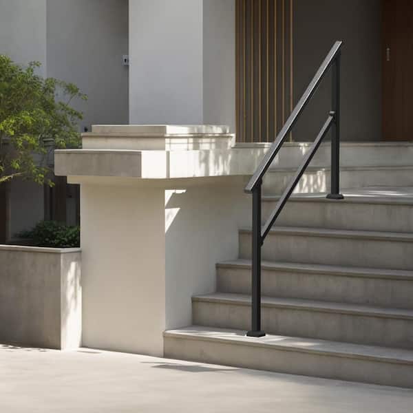 Handrails for Outdoor Steps 36.22 in. H x 3.31 in. W Black 4-5 Step Stair Hand Transitional Steel Stair Railing Kit