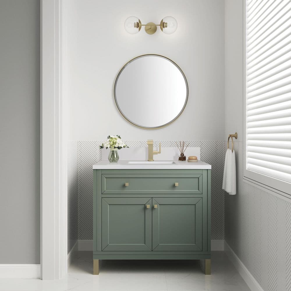 Chicago 35.9 in. W x 23.3 in. D x 32.6 in. H Single Bath Vanity Cabinet Without Top in Smokey Celadon price history on PriceWatchPro