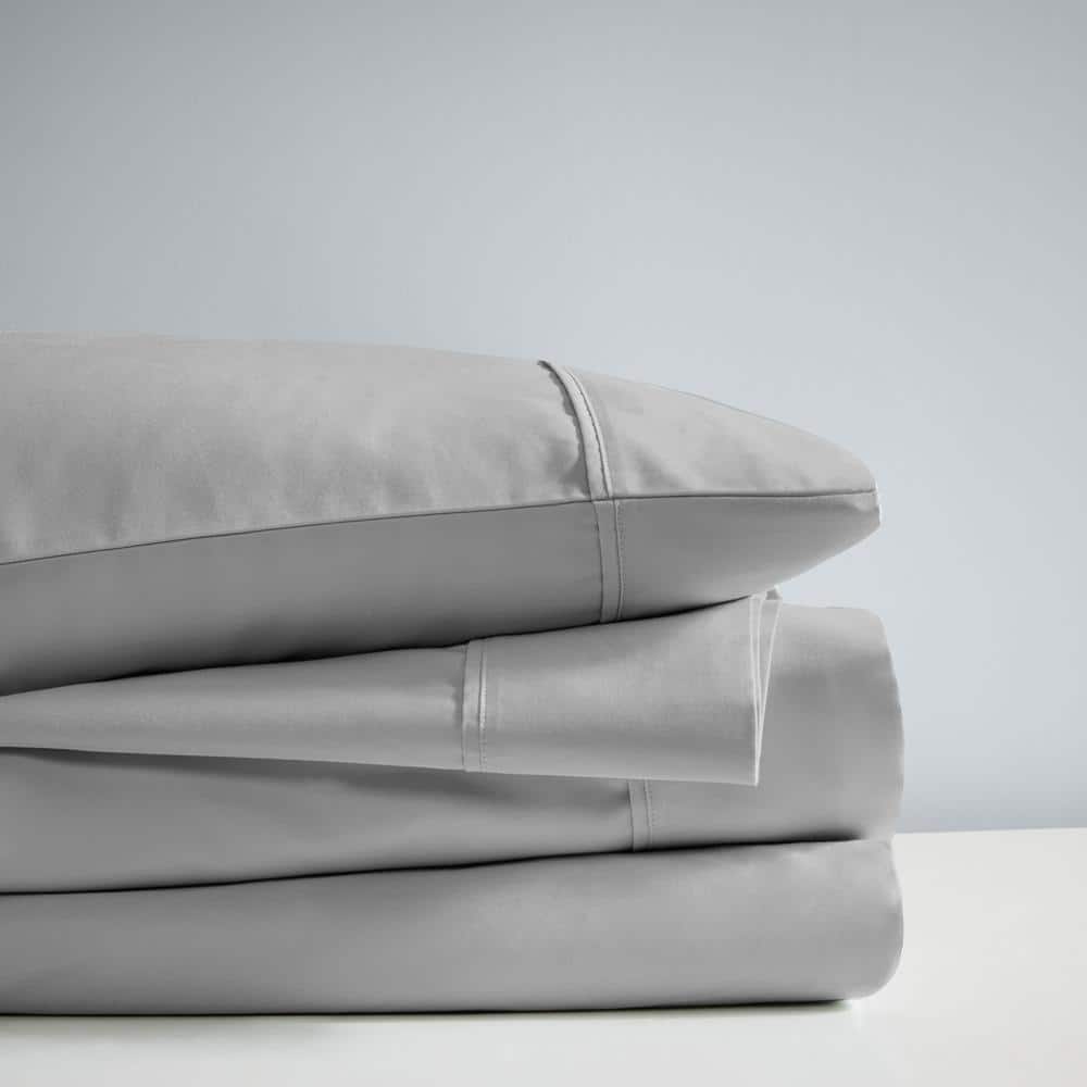 King Blue Cotton Blend Sateen Weave 4-Piece Sheet Set