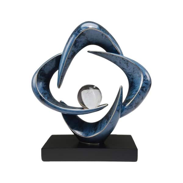 Blue 10 in. x 11 in. Resin Abstract Sculpture Art Home Decor Accents Modern Decorative Objects