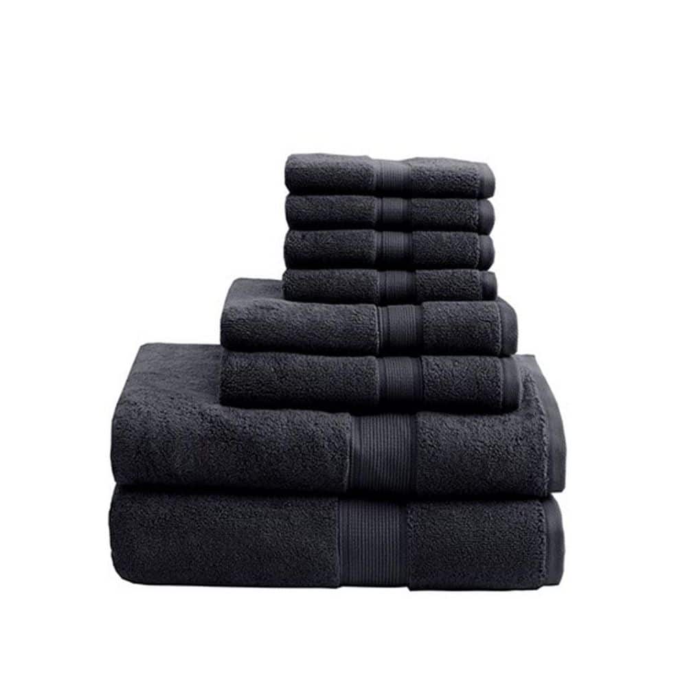 MADISON PARK Signature 800GSM 8-Piece Black Ultra-Soft 100
