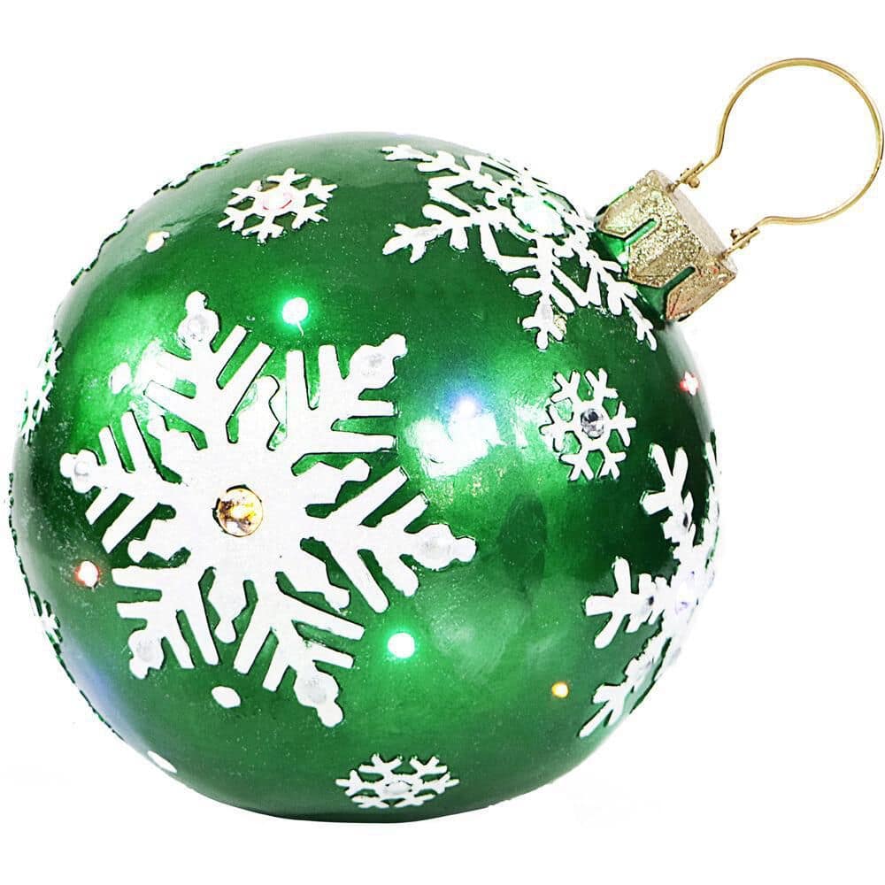 Green Resin Snowflake LED Christmas Ball Ornament
