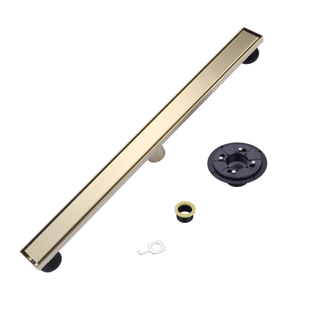 32 in. Stainless Steel Linear Slip in Shower Drain with Removable Cover Grate in Brushed Gold price history on PriceWatchPro