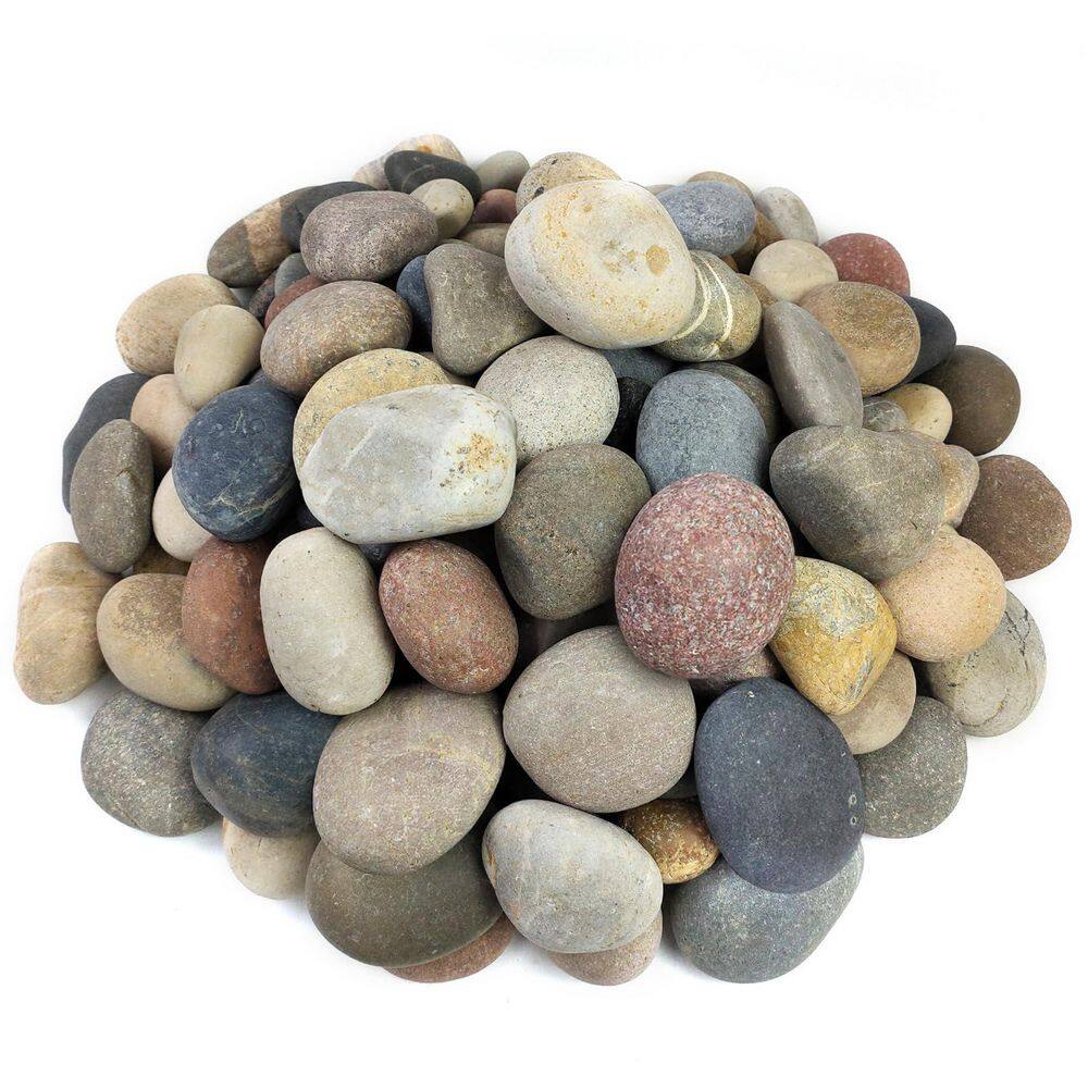 14.09 in. x 9.92 in. x 4.17 in. Oval Mixed Color Natural Stone Box Landscaping Decorative Pebbles Outdoor 1-Pieces