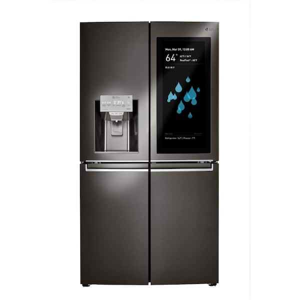 LG 29.7 cu. ft. InstaView ThinQ 4-Door French Door Refrigerator in Black Stainless Steel
