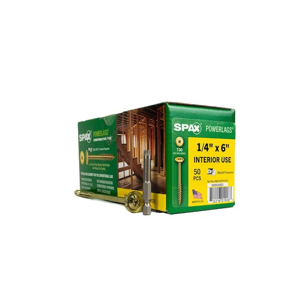 SPAX 1/4 in. x 6 in. Interior Washer Head Structural Wood Lag Screws Powerlags Torx T-Star (50 Each) Bit Included