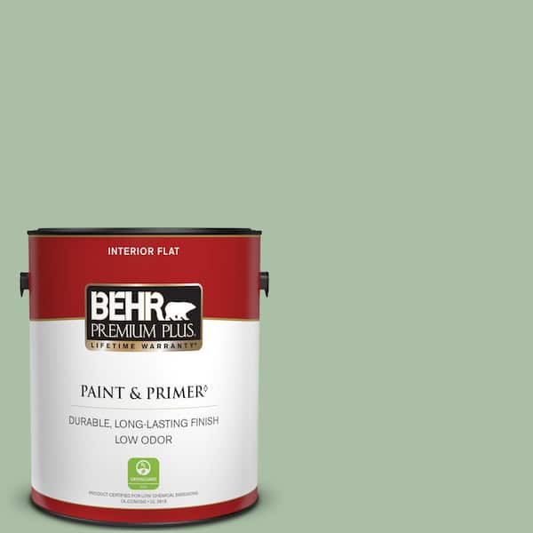 BEHR PREMIUM PLUS 1 gal. #S400-4 Azalea Leaf Flat Low Odor Interior Paint & Primer