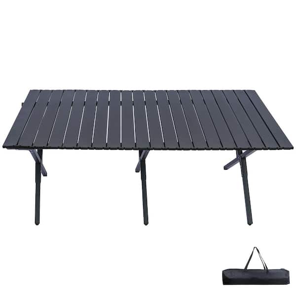 ToolCat 45 in. Black Rectangle Outdoor Dining Table Portable Camping Table with Carry Bag
