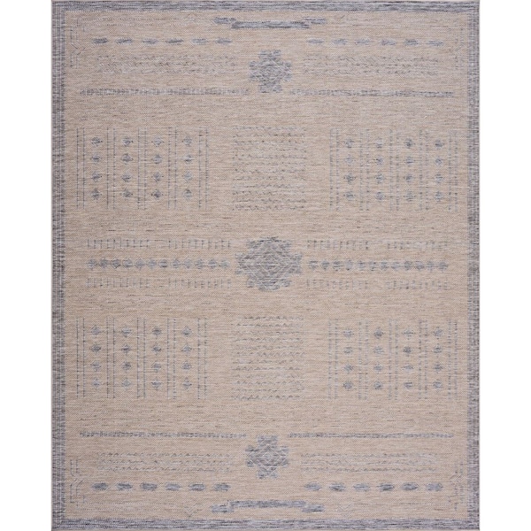 Bailey Natural 5 ft. x 7 ft. Transitional Geometric Flat Weave Polypropylene Rectangle Indoor/Outdoor Area Rug