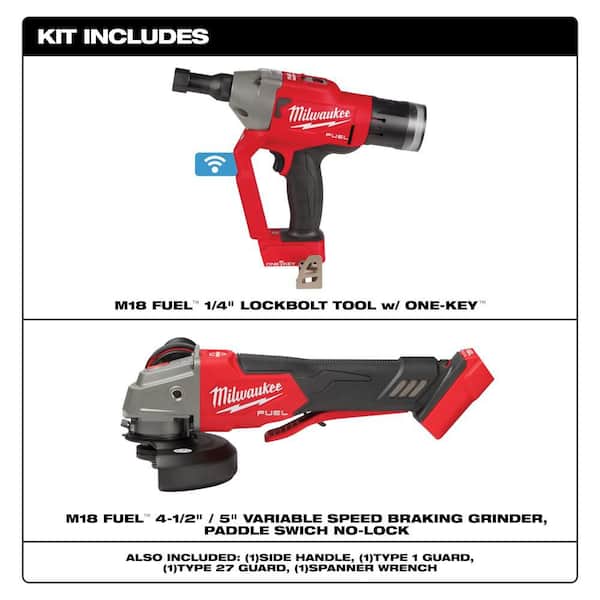 M18 FUEL ONE-KEY 18V Lith-Ion Brushless Cordless 1/4 in. Lockbolt Tool w/ Variable Speed & Paddle Switch
