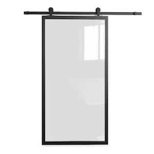 Lille 35"w X 83"h 1 Panel Clear Glass Black Metal French Casement Barn Door