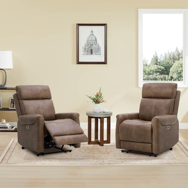 Spruce & Spring Noa Brown Faux Leather Wall Hunger Power Recliner