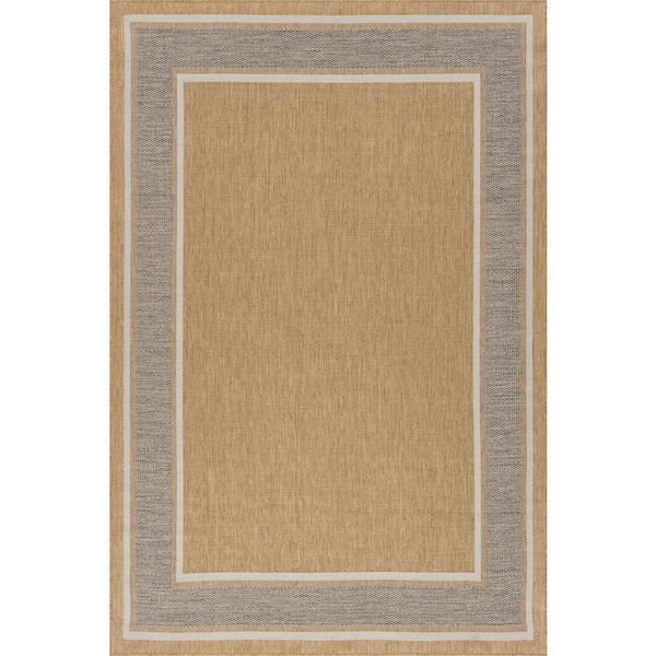 Marienne Bordered Grey 4 ft. x 6 ft. Outdoor Area Rug