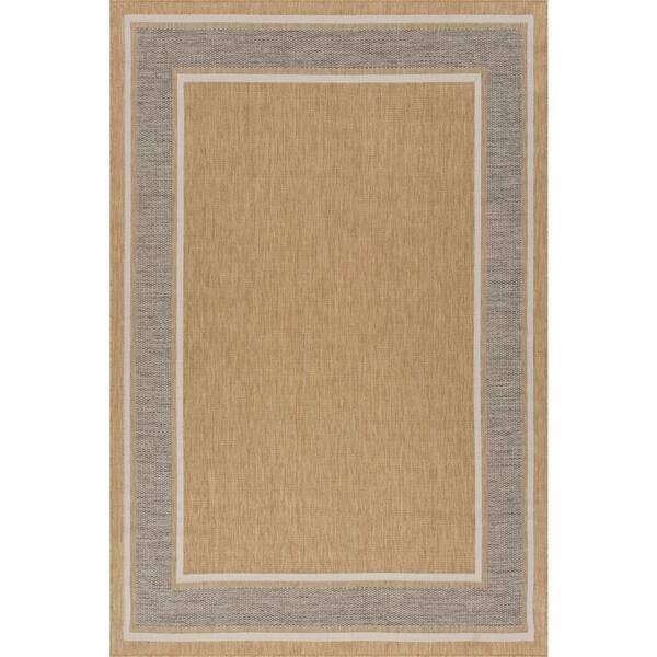 Marienne Bordered Grey 5 ft. x 8 ft. Outdoor Area Rug