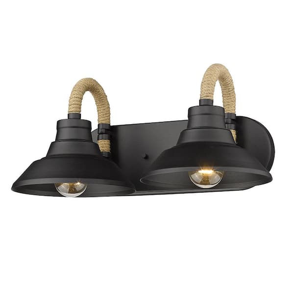 Golden Lighting Journey 2-Light Natural Black Vanity Light