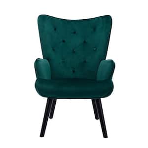 Green Accent chair Living Room/Bed Room, Wood Modern Leisure Chair
