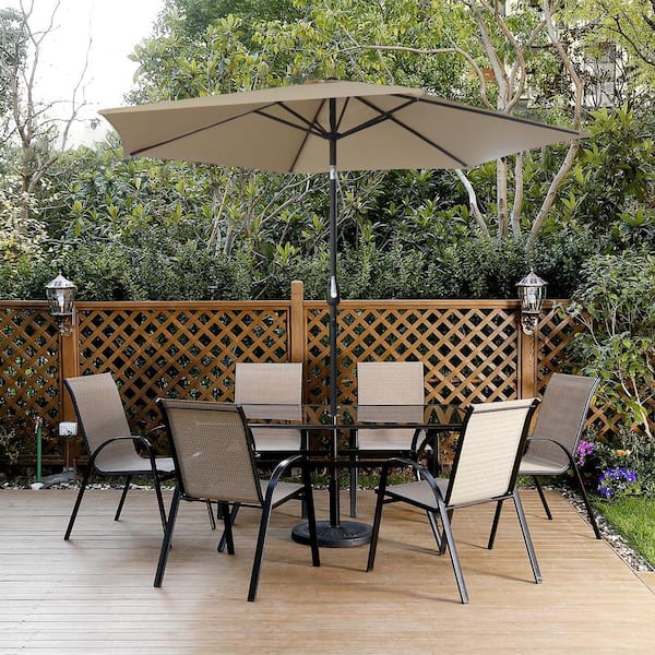 9 ft. Cantilever Outdoor Patio Umbrella with Crank in Beige