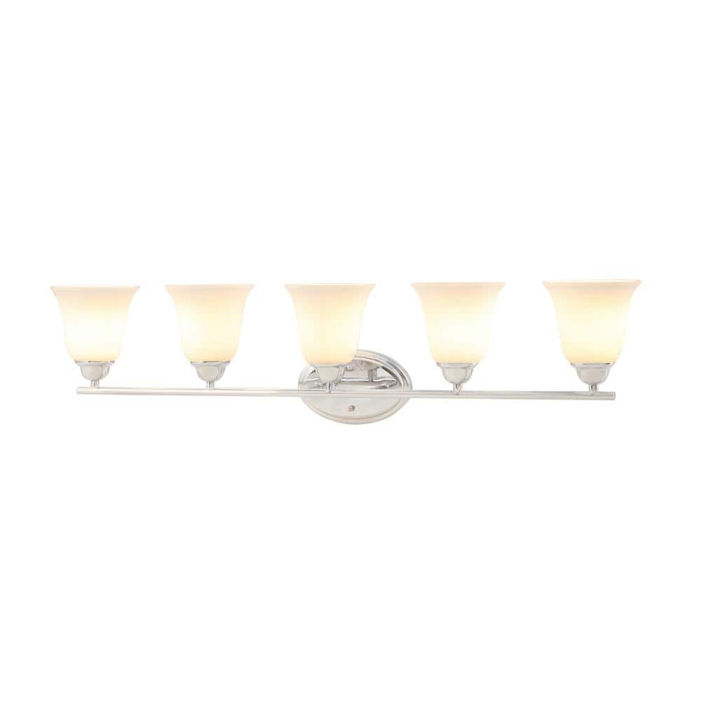 43 in. 5-Light Chrome Vanity Light with Frosted Glass Shade price history on PriceWatchPro