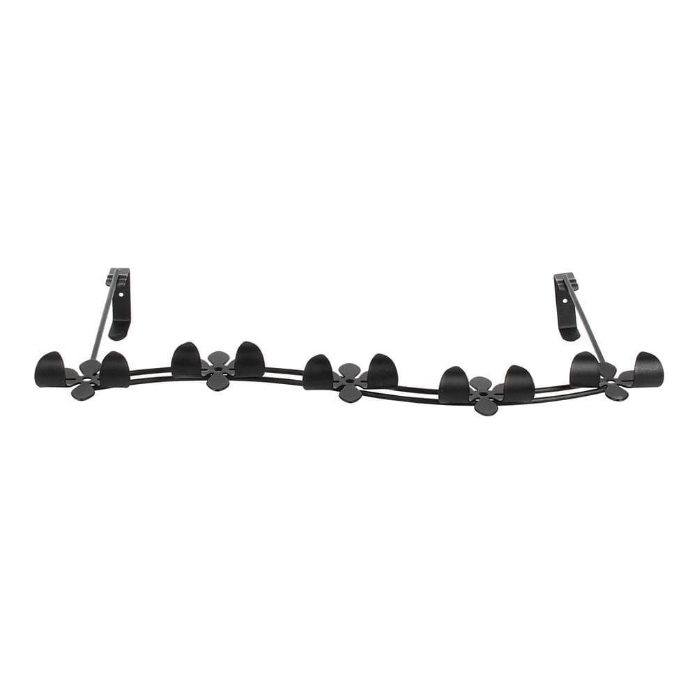 Black Metal Flower Over-the-Door 5-Hook Rack