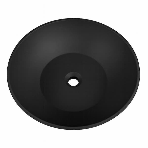 Silvara 18 in. Round Bathroom Vessel Sink in Black Solid Surface