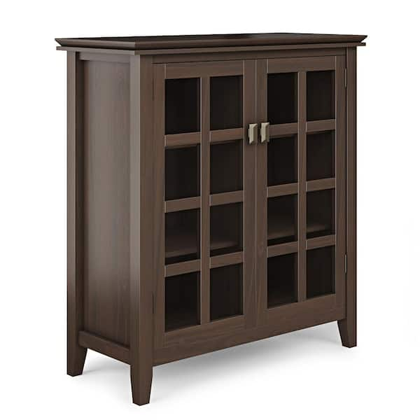 Simpli Home Artisan Medium Storage Cabinet in Tobacco Brown