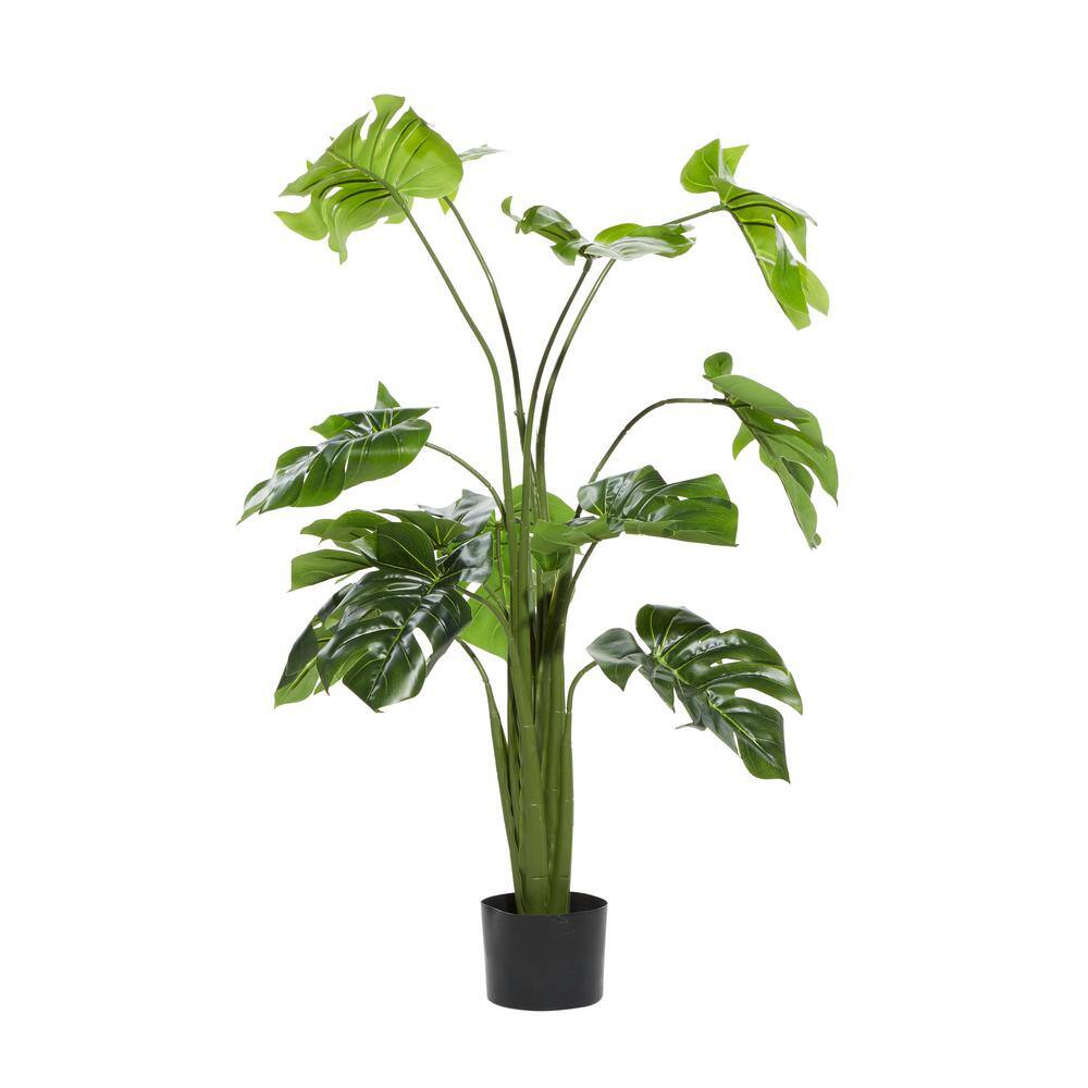 48" Green Artificial Monstera Plant in Black Pot