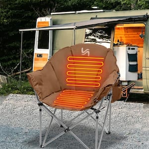 Heated Camping Chair, Heats Back and Seat, 3 Heat Levels, Heated Folding Chair with Cup Holder, Supports 400 lbs.
