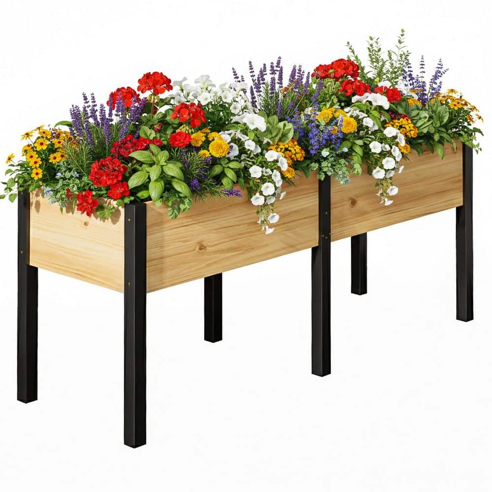 BOZTIY 71 in. L x 23 in. W x 32 in. H Elevated Garden Bed with 2