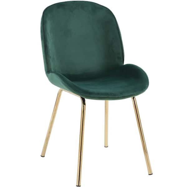 Ashcroft Furniture Co Leandro Green Velvet Cute Dining Room and Kitchen Chair with Gold Metal Legs (Single)